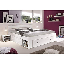 Stella Trading Stefan Letto Matrimoniale Moderno 140 x 200 cm con 2X comodini-cameretta Completa in Bianco, Engineered Wood