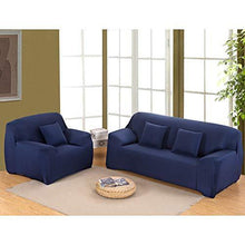 Sinoeem Copridivano Elasticizzato Fodera per Divano con Corda Fissa per 1/2/3/4 posti, Sofa Mobili Protettore Copertura Divano Antiscivolo con 2 federe per Cuscini (Blu Navy, 3 Posti) - Arredi Casa