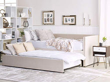 Beliani Letto da Giorno con Rotelle 90 x 200 cm in Velluto Beige Chiaro Troyes