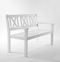 Ambientehome - Panchina da giardino, 2 posti, in legno, modello: EVJE, colore bianco