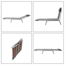 homcom Outsunny Sedia a Sdraio Lettino Reclinabile da Giardino Spiaggia Piscina 182x56x24,5cm caffè