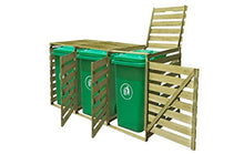 Copripattumiera in legno, capanno della spazzatura con triplo rivestimento per giardino, cortile, terrazza, terrazza, terrazza, 3 x 240 l
