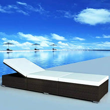 vidaXL Lettino in Polyrattan 195x60x31 cm Marrone e Bianco Crema Sdraio Branda