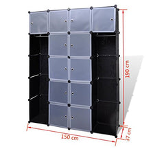 Shengtaieushop modulare con 14 Scomparti Nero e Bianco Panno Armadio 37 x 146 x 180.5 cm