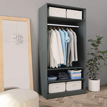 Armadio Aperto Camera da Letto con 3 Piccoli Scomparti 1 Ampio Scomparto con Asta per Appendere i Vestiti 100 x 50 x 200 cm Grigio