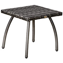 Outsunny Tavolino in Rattan Sintetico da Esterno, Giardino, Terrazzo Impermeabile Grigio 45x45x44cm