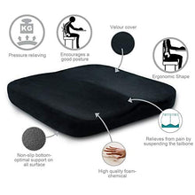 Greatangle Comodo Cuscino Piatto Cuscino Anca Anti emorroidi Memory Foam Home Office Sedia per Auto Cuscino per Sedile Panno di Taglio Nero