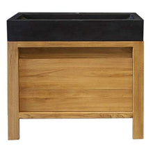 Mobiletto da bagno Manlia in legno di teak con lavabo