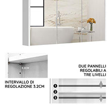 DREAMADE Armadietto a Specchio per Bagno Mobiletto Specchiera con Specchio e 3 Ante per il Bagno a 3 Ripiani, Bianco