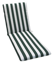 GHIOCUSCINI Cuscino, per Sdraio,per Lettino Prendisole, da Giardino, PLASTICA, Legno, Ferro, Sdraio, Piscina, Spiaggia Larghezza CM 73+110 Lunghezza CM 57 h.6cm SFODERABILE Rigato Verde 100% COT.