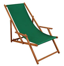 Erst-Holz Solida Sedia a Sdraio Verde in Faggio Scuro Pieghevole per la Spiaggia, Giardino 10-304