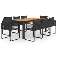 SKM Set da Pranzo da Giardino 9 pz in Rattan PVC Nero e Marrone