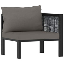 Tidyard Set Mobili in Rattan da Esterno con Tavolino, 2 Poltrone e Divano con Cuscini,per Giardino, Terrazza e Balcone,Colore Antracite, Nero