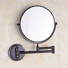 KTMK Specchietti da Bagno Ottone Anticato Nero Double Side Make Mirror 3 X Ingrandisci Specchio da Parete Pieghevole da Bagno, Nero