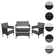 Mendler Salottino da Esterno Giardino HWC-F55 polyrattan Grigio con Cuscini Avorio