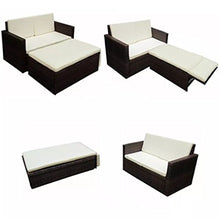 vidaXL Divano e Poggiapiedi da Giardino 7X Poli Rattan Marrone Sofà e Sgabello