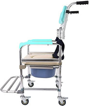 Comò in Alluminio da Comodino con Sedia da Doccia E Sedile Imbottito, Sedia da Toilette da Trasporto Mobile Sedia A Rotelle Medica A