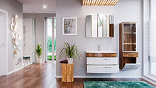 Set di mobili da bagno Malema in bianco-noce con frontale arrotondato 5 pz.