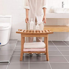Sgabelli CJC Panca da Doccia Sedile con Ripiani bambù Spa da Bagno in Legno Impermeabile Organizzatore di Stoccaggio Bagno Antiscivolo Dentro Fuori (Color : Bamboo)
