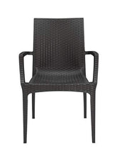 Poltrona in resina polipropilene effetto rattan impilabile marrone
