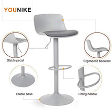 YOUNIKE - Sgabelli da Bar con Altezza Regolabile e Rotazione a 360°, Design Moderno ergonomico e aerodinamico per bancone Bar, Cucina e casa, Set da 2, Grigio Scuro