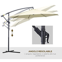 Outsunny Ombrellone Decentrato Giardino Parasole Ferro 3M con Protezione UV Beige