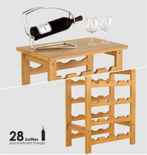 OLDJTK Wine Rack 28 Bottle Wine Rack Holder 7 Livello Vino Bagagli Shelving bambù 47 × 29 × 94 Centimetri