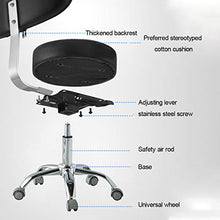 Sgabello A Sella per Parrucchiere E Salone Estetico Altezza Regolabile con Ruote E Schienale,Nero,Medical Wheel