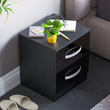 Marchio Amazon - Movian Lucido 2 Cassetti Comodino, Nero, 47 x 40 x 36 cm
