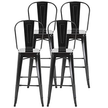 homcom Set 4 Sgabelli per Casa o Bar in Metallo Nero Leggero, Design Industriale con Poggiapiedi (44 x 49 x 116 cm)