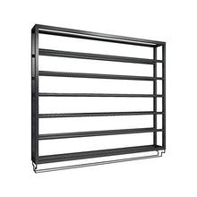 FFYN Portabottiglie e portabottiglie da Vino in Ferro in Metallo a Parete e portabicchieri, Decorazione da Parete per Ripiani a 2 Livelli - Nero - 75x10x85cm
