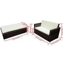 Chloe Rossetti - Set di divani da giardino in polyrattan, 7 pezzi, colore: marrone, spessore: 5,1 cm
