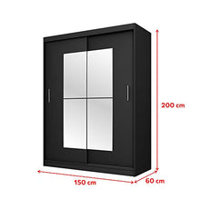 Selsey Vaniva - Armadio - 2 ante scorrevoli - nero - 150 cm - con specchio