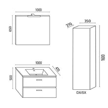 OGOMONDO Mobile da bagno sospeso Spring Bianco con Colonna specchio MADE IN ITALY