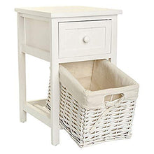 ZhuFengshop Comodini, Set di 2 Lucido Comodino Bianco Dresser con 1 cassetto e 1 Cesto Rattan for Camera da Letto Comodino Side Table
