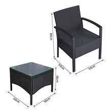miozzi Set Salotto da Giardino 2 Poltroncine e Tavolino con Cuscini Rattan Sintetico Nero
