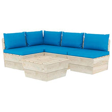 FAMIROSA Set Divani da Giardino su Pallet 5 pz con Cuscini Legno Abete-3484