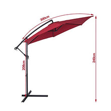 Kingsleeve Ombrellone a Braccio Ø300cm manovella Idrorepellente Alluminio Parasole Giardino Rosso