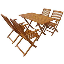 FGVBC Set da Pranzo da Esterno in Legno massello di Acacia 5 Pezzi Sedia da Giardino Pieghevole da Giardino Ombrellone da Esterno