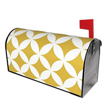 Classici cerchi geometrici in senape e bianco dal design unico per cassetta delle poste, copertura per cassetta delle poste, per giardino, giardino, cortile, dimensioni standard, 53 x 45 cm