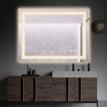 Yinleader Specchio da parete per bagno a LED con illuminazione, 60 x 80 cm, con interruttore touch, luce a 3 colori, luminosità regolabile in bianco caldo, bianco freddo