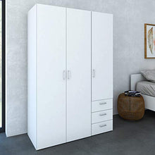 Dmora Armadio Guardaroba Ante battenti e Tre cassetti, Colore Bianco, 115 x 49 x h175 cm