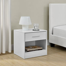 Comodino da Letto Elegante Bianco 1 x cassetto 1 x mensola