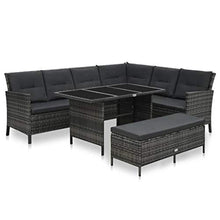 SKM Set Divani da Giardino 3 pz con Cuscini in Polyrattan Grigio (55.82kg)