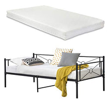 [en.casa] Divano a 2-3 Posti di Seduta Letto Singolo in Acciaio con Materasso a Schiuma Fredda 90 x 200 cm Sofa Decorativa in Metallo - Nero
