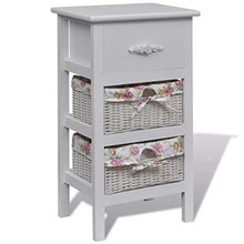 FAMIROSA Armadio con 1 Cassetto e 2 Cestini Bianco in Legno di Paulownia