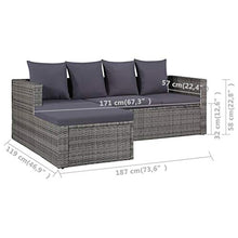 vidaXL Divani Set da Giardino 14pz in Polyrattan Grigio Salotto Sofà Esterni