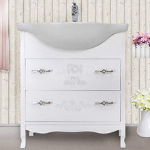 Mobile bagno 65 cm base con lavabo shabby chic in legno bianco intagliato