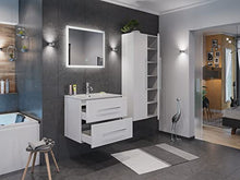 Set di mobili da bagno Firenze 70 (4 parti/B) bianco lucido e specchio a LED