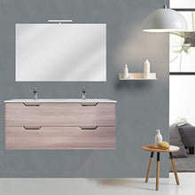 OrionShop Mobile Bagno Sospeso Gemini da 120cm Rovere Chiaro con Lavabo Specchio e Lampada LED Inclusi